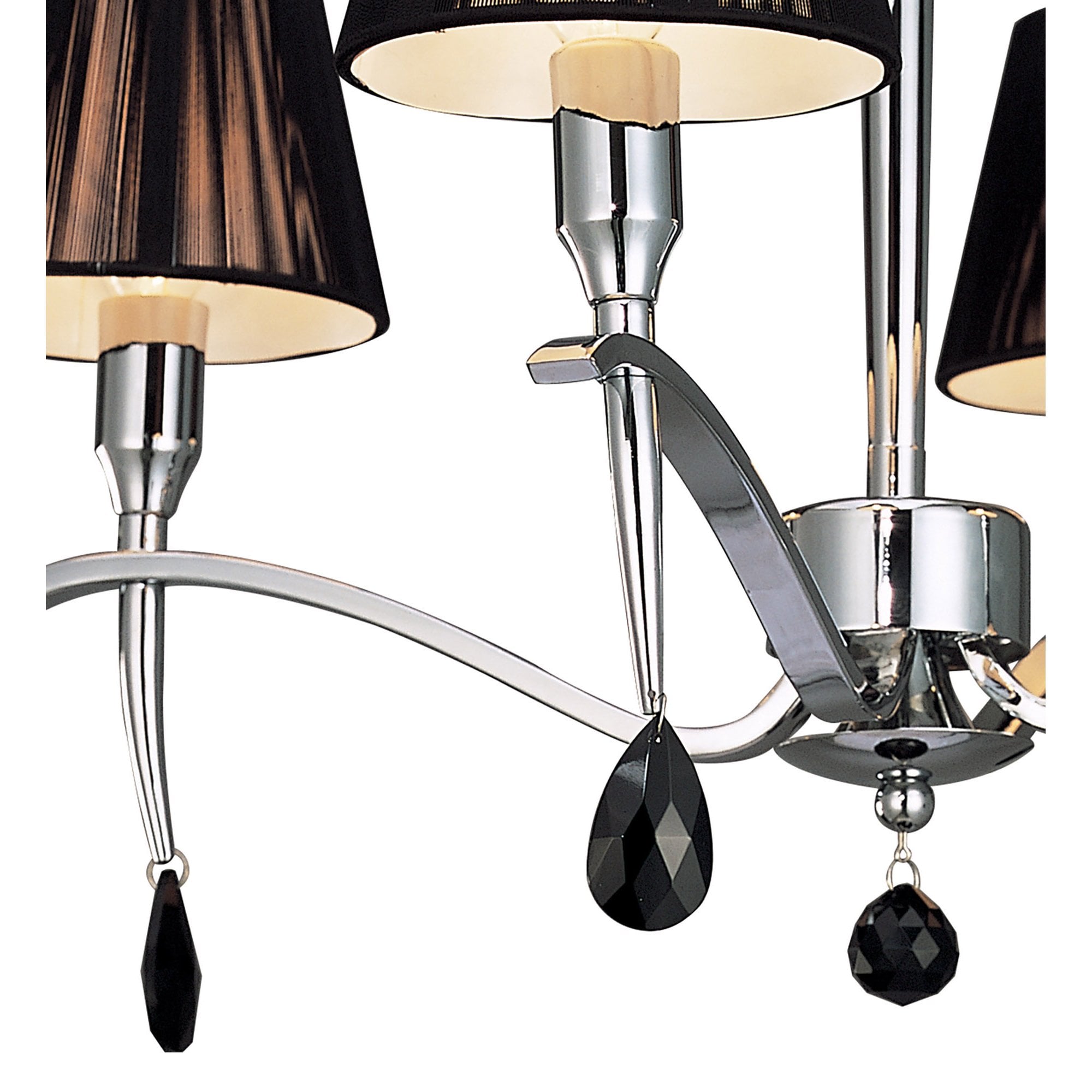 M0345 Siena Semi Flush Round 4 Light E14 Polished Chrome Black Shades And Black Crystal