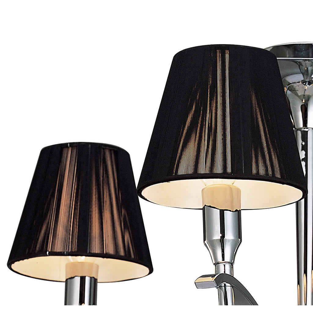 M0345 Siena Semi Flush Round 4 Light E14 Polished Chrome Black Shades And Black Crystal