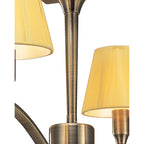 M0345AB Siena Semi Flush Round 4 Light E14 Antique Brass Amber Cream Shades And Amber Crystal