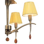 M0345AB Siena Semi Flush Round 4 Light E14 Antique Brass Amber Cream Shades And Amber Crystal