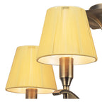 M0345AB Siena Semi Flush Round 4 Light E14 Antique Brass Amber Cream Shades And Amber Crystal