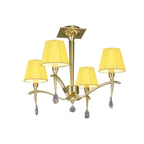 M0345PB Siena Semi Flush Round 4 Light E14 Polished Brass Amber Cream Shades And Clear Crystal