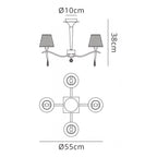 M0345PB Siena Semi Flush Round 4 Light E14 Polished Brass Amber Cream Shades And Clear Crystal