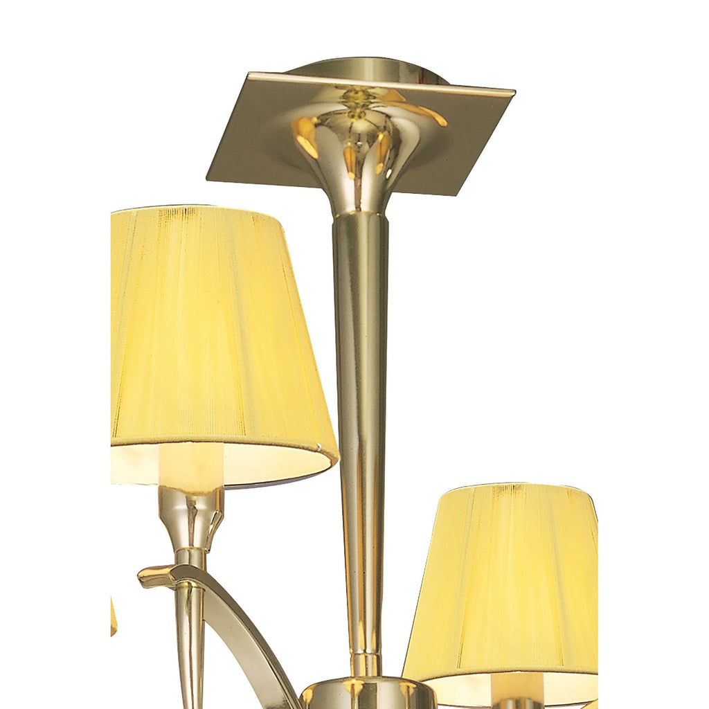 M0345PB Siena Semi Flush Round 4 Light E14 Polished Brass Amber Cream Shades And Clear Crystal