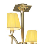 M0345PB Siena Semi Flush Round 4 Light E14 Polished Brass Amber Cream Shades And Clear Crystal