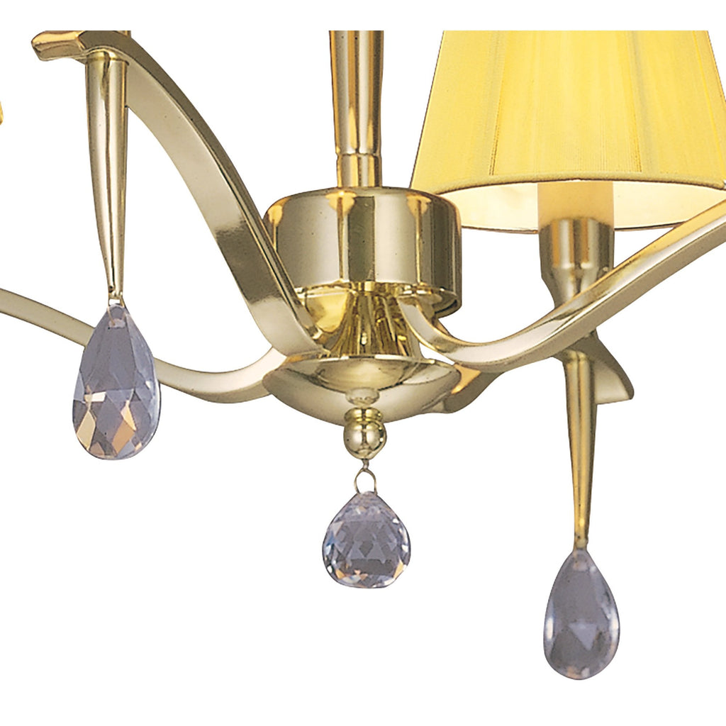 M0345PB Siena Semi Flush Round 4 Light E14 Polished Brass Amber Cream Shades And Clear Crystal