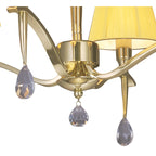 M0345PB Siena Semi Flush Round 4 Light E14 Polished Brass Amber Cream Shades And Clear Crystal