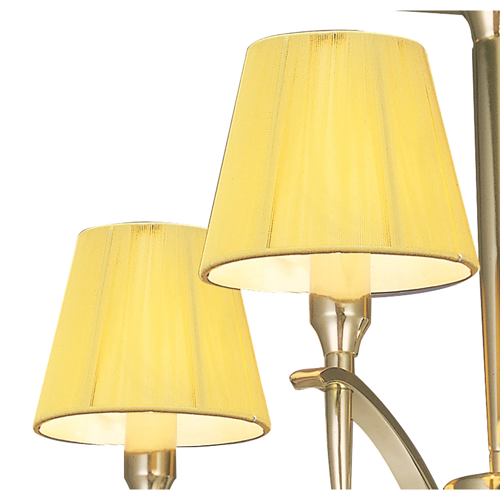 M0345PB Siena Semi Flush Round 4 Light E14 Polished Brass Amber Cream Shades And Clear Crystal