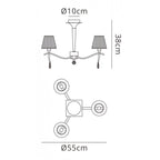 M0346PB Siena Semi Flush Round 3 Light E14 Polished Brass Amber Cream Shades And Clear Crystal