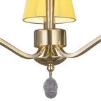 M0346PB Siena Semi Flush Round 3 Light E14 Polished Brass Amber Cream Shades And Clear Crystal