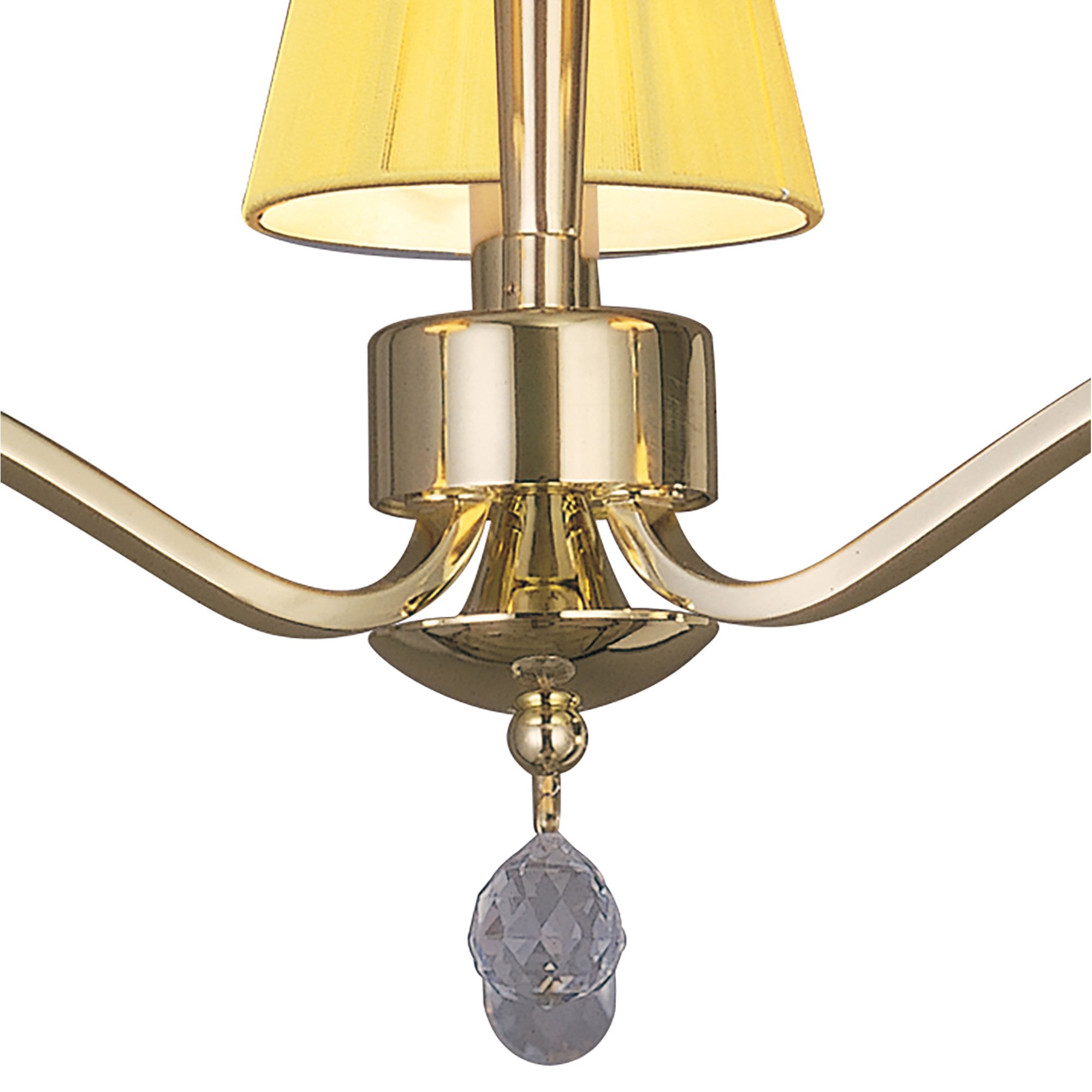 M0346PB Siena Semi Flush Round 3 Light E14 Polished Brass Amber Cream Shades And Clear Crystal