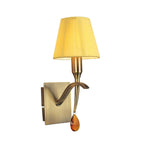 M0347AB/S Siena Wall Lamp Switched 1 Light E14 Antique Brass Amber Cream Shade And Amber Crystal