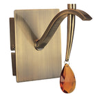 M0347AB/S Siena Wall Lamp Switched 1 Light E14 Antique Brass Amber Cream Shade And Amber Crystal
