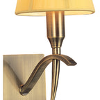 M0347AB/S Siena Wall Lamp Switched 1 Light E14 Antique Brass Amber Cream Shade And Amber Crystal
