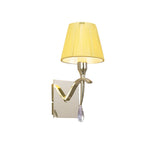 M0347PB/S Siena Wall Lamp Switched 1 Light E14 Polished Brass Amber Cream Shade And Clear Crystal