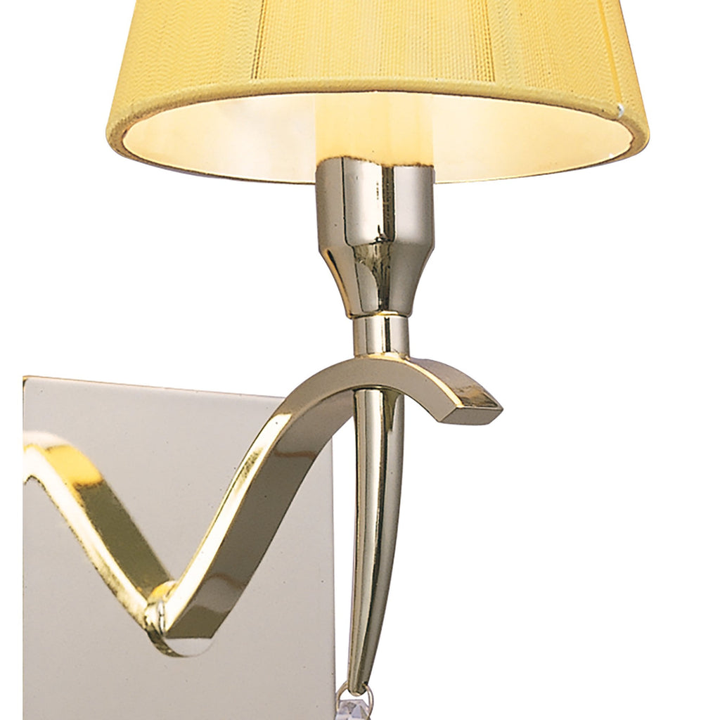 M0347PB/S Siena Wall Lamp Switched 1 Light E14 Polished Brass Amber Cream Shade And Clear Crystal