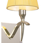 M0347PB/S Siena Wall Lamp Switched 1 Light E14 Polished Brass Amber Cream Shade And Clear Crystal