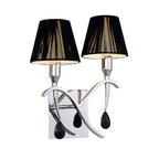 M0348/S Siena Wall Lamp Switched 2 Light E14 Polished Chrome Black Shades And Black Crystal