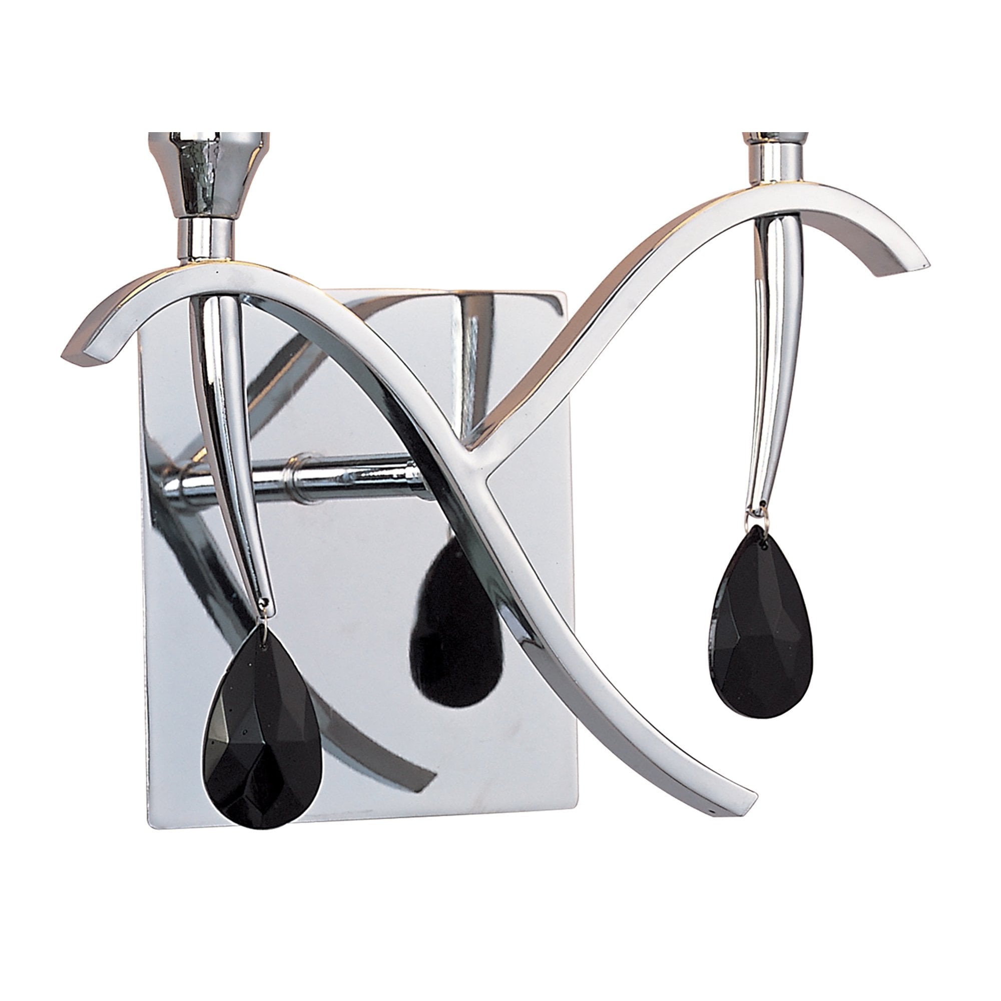 M0348/S Siena Wall Lamp Switched 2 Light E14 Polished Chrome Black Shades And Black Crystal