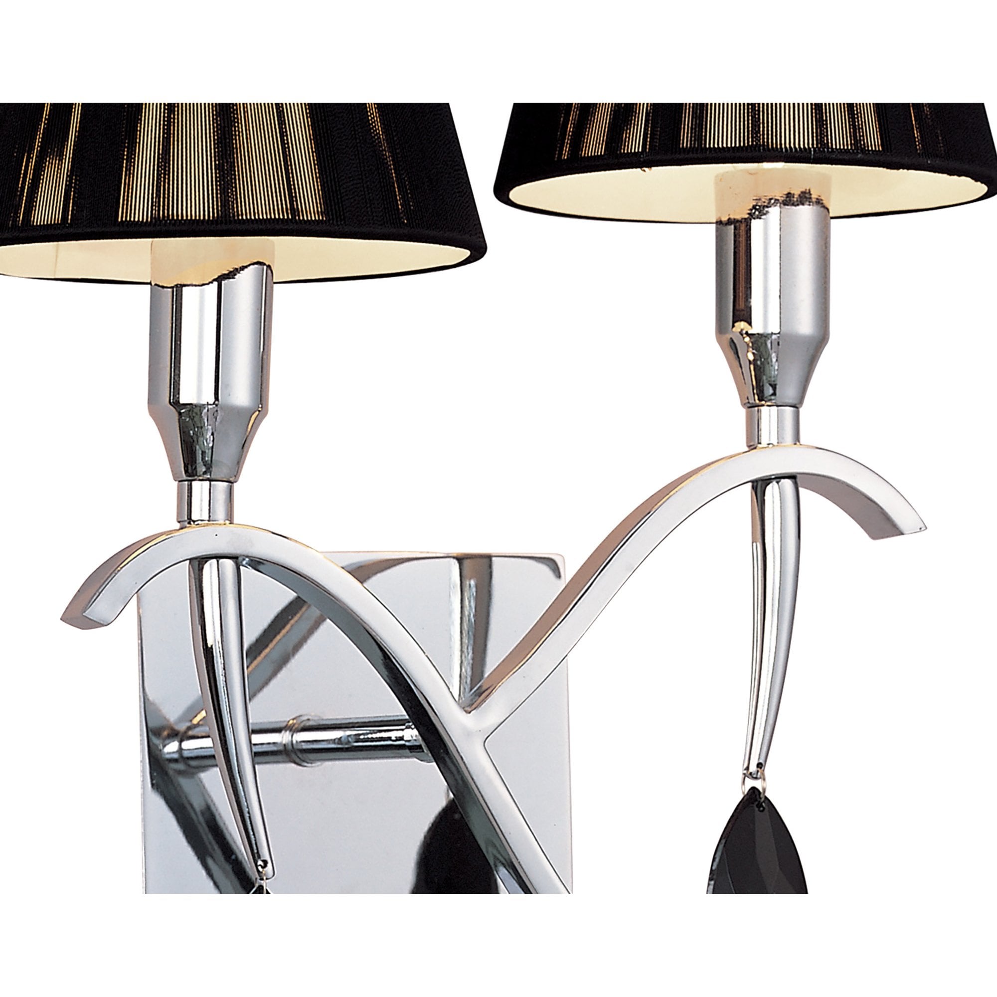 M0348/S Siena Wall Lamp Switched 2 Light E14 Polished Chrome Black Shades And Black Crystal