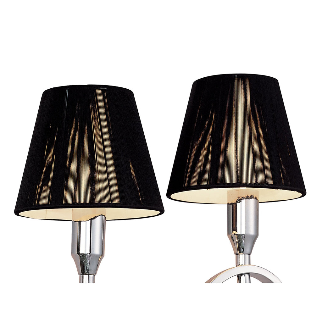 M0348/S Siena Wall Lamp Switched 2 Light E14 Polished Chrome Black Shades And Black Crystal