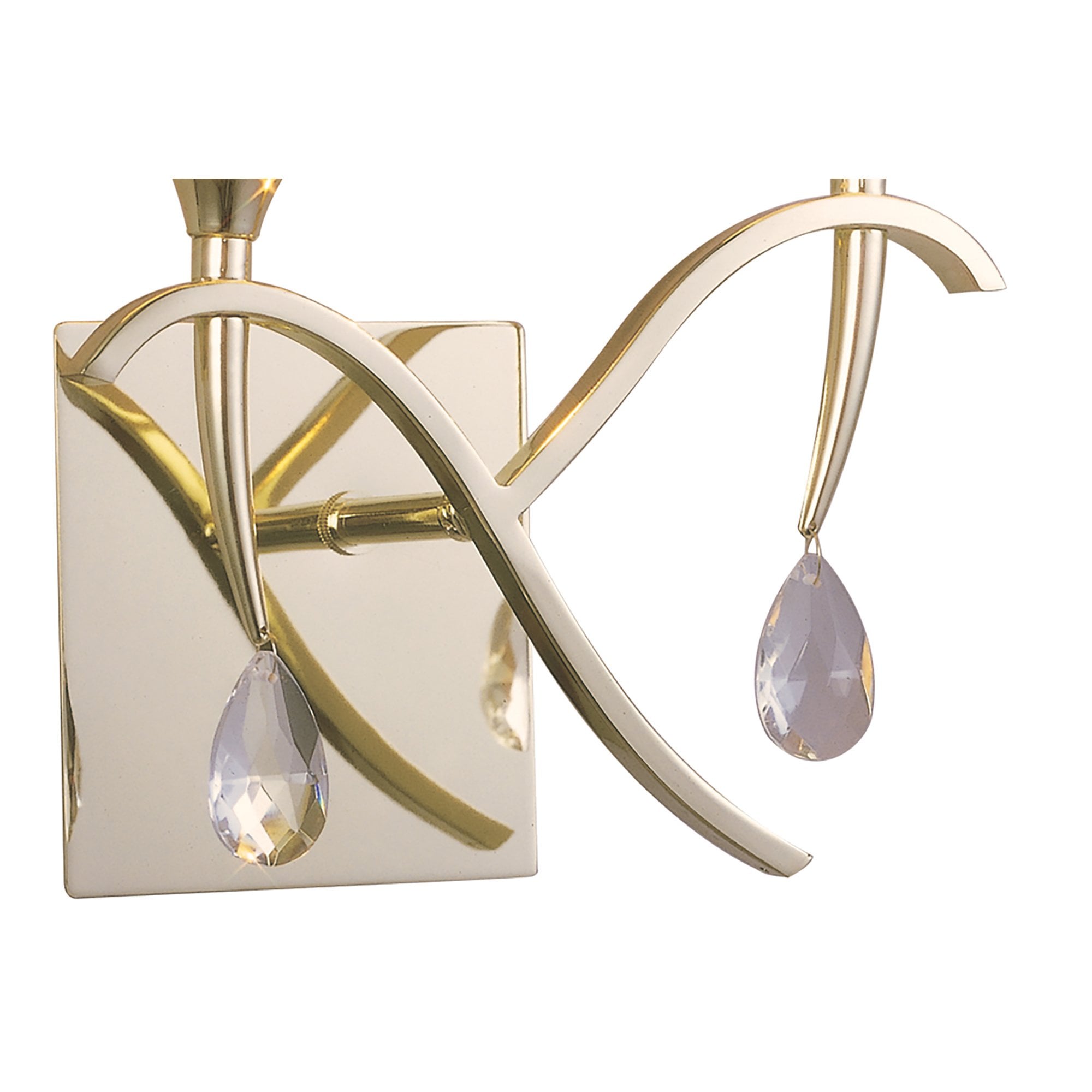 M0348PB/S Siena Wall Lamp Switched 2 Light E14 Polished Brass Amber Cream Shades And Clear Crystal