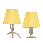 M0350PB Siena Table Lamp 2 Light E14 Polished Brass Amber Cream Shades And Clear Crystal