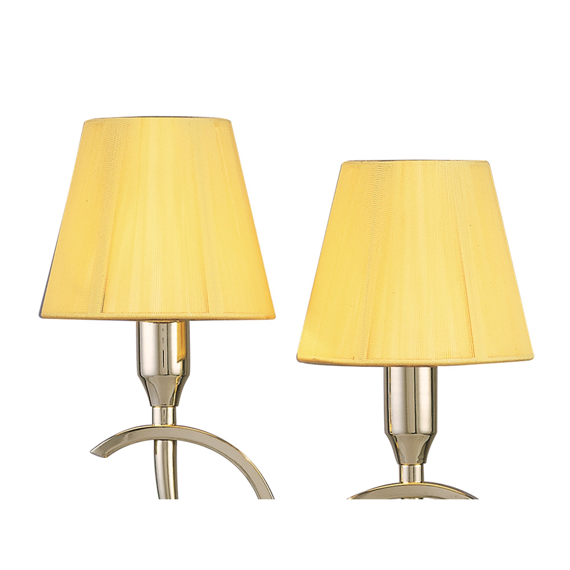 M0350PB Siena Table Lamp 2 Light E14 Polished Brass Amber Cream Shades And Clear Crystal