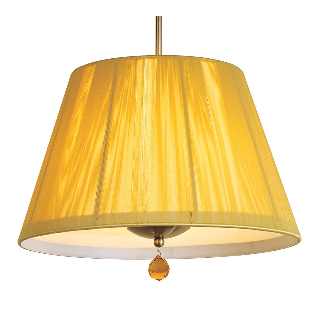M0386AB Siena Pendant Round 1 Light E27 Antique Brass Amber Cream Shade And Amber Crystal