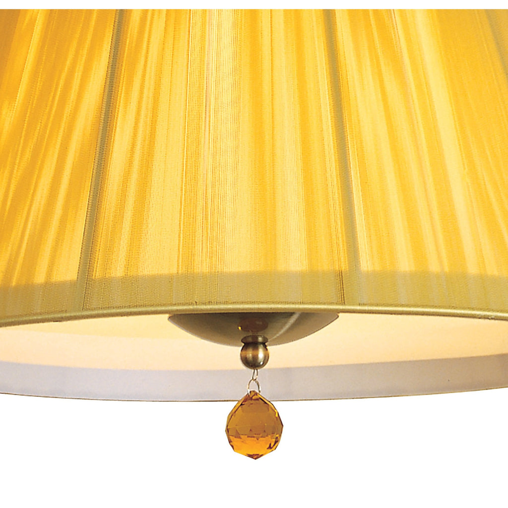 M0386AB Siena Pendant Round 1 Light E27 Antique Brass Amber Cream Shade And Amber Crystal