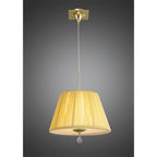 M0386PB Siena Pendant Round 1 Light E27 Polished Brass Amber Cream Shade And Clear Crystal