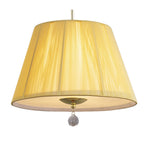 M0386PB Siena Pendant Round 1 Light E27 Polished Brass Amber Cream Shade And Clear Crystal