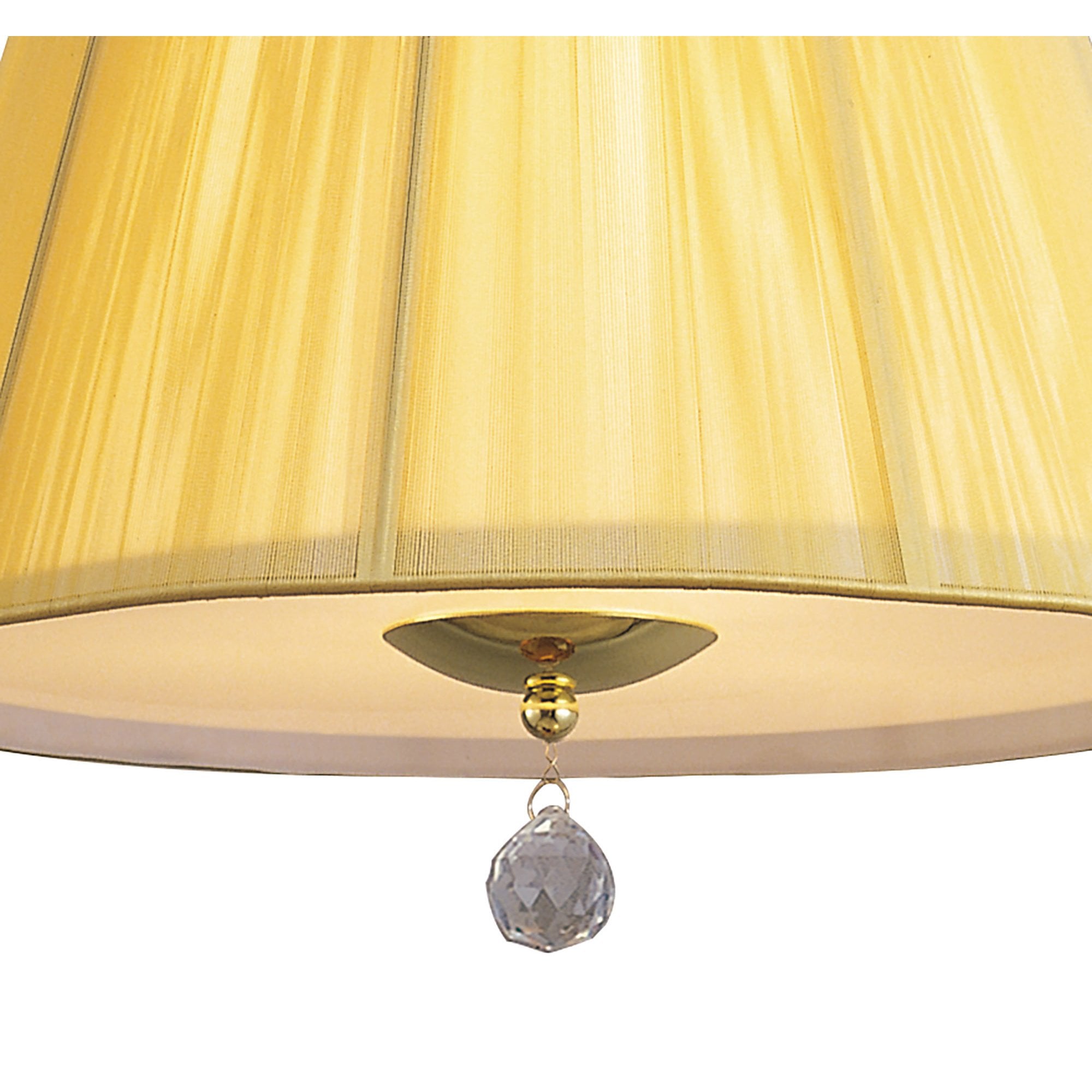 M0386PB Siena Pendant Round 1 Light E27 Polished Brass Amber Cream Shade And Clear Crystal