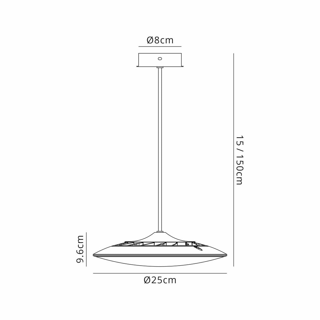 M8106 Slim LED Pendant 25cm Round 16W LED Black
