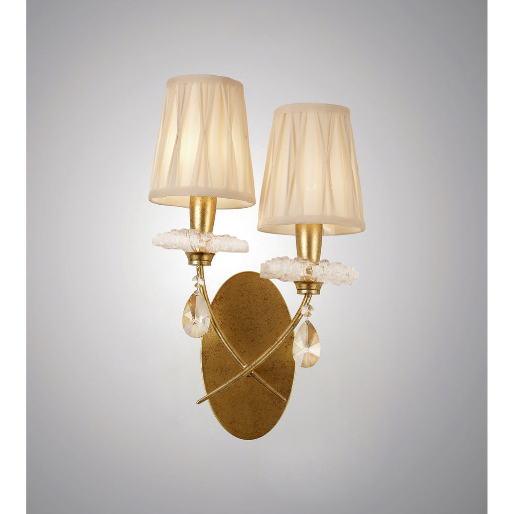 M6294 Sophie Wall Light 2 Light Gold Painting Cream Shades
