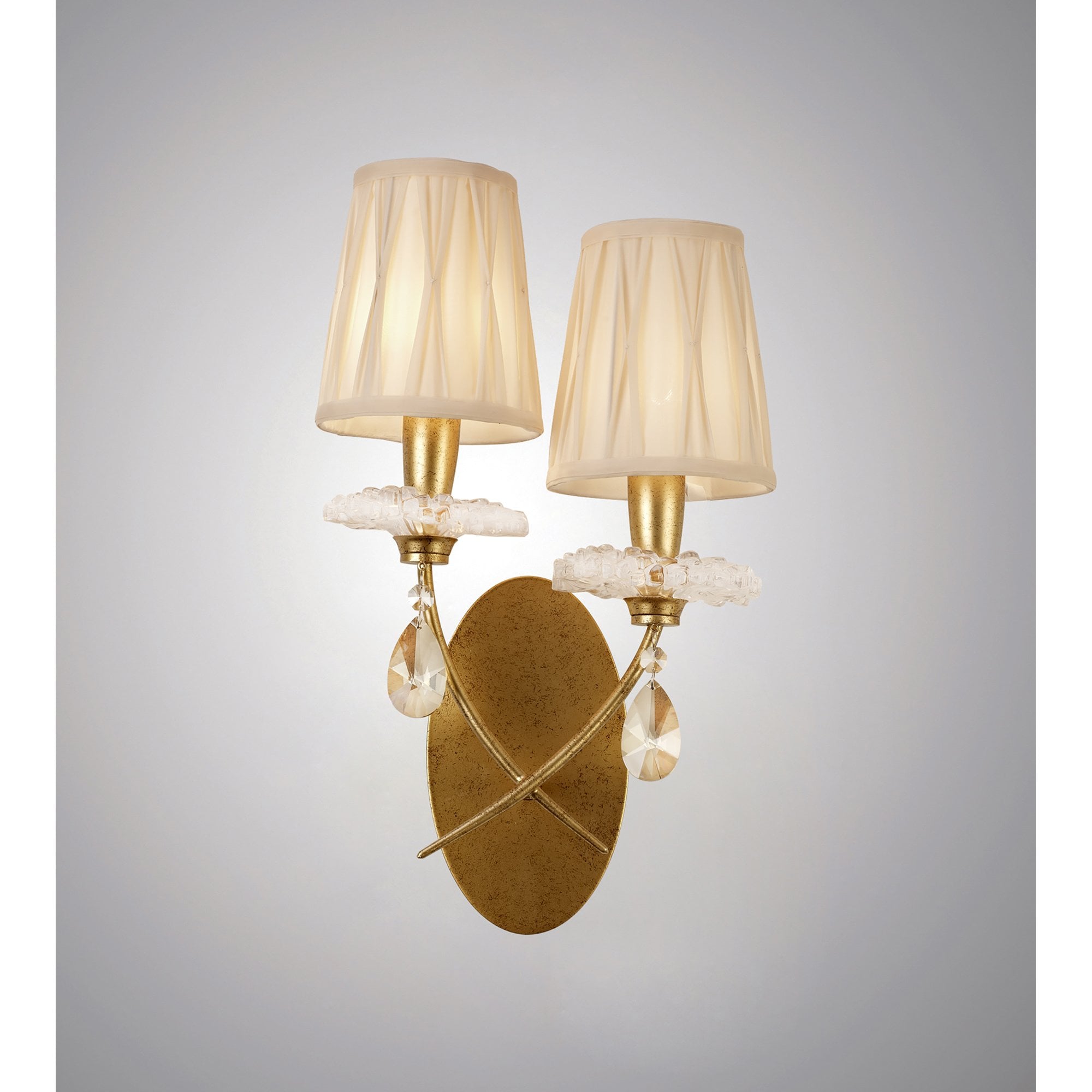M6294 Sophie Wall Light 2 Light Gold Painting Cream Shades