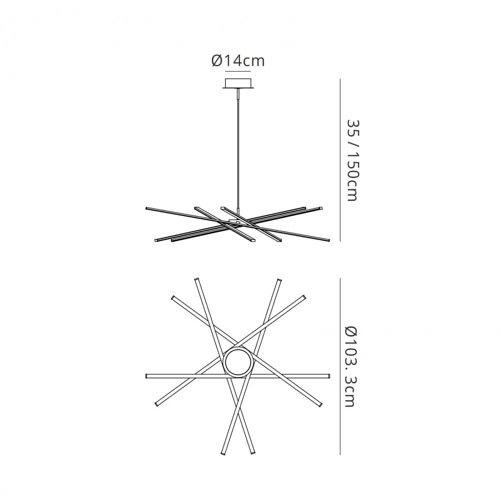 M5911 Star LED Pendant 100cm Round 60W Dimmable Silver/Frosted Acrylic/Polished Chrome