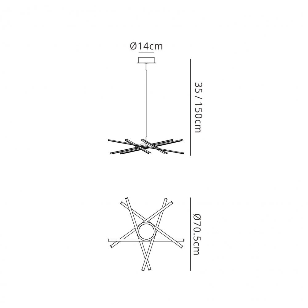 M5913 Star LED Pendant 69cm Round 42W Dimmable Silver/Frosted Acrylic/Polished Chrome