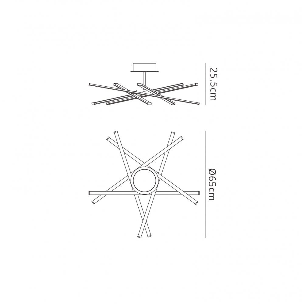 M5918 Star LED Ceiling 70.5cm Round 42W Dimmable Silver/Frosted Acrylic/Polished Chrome