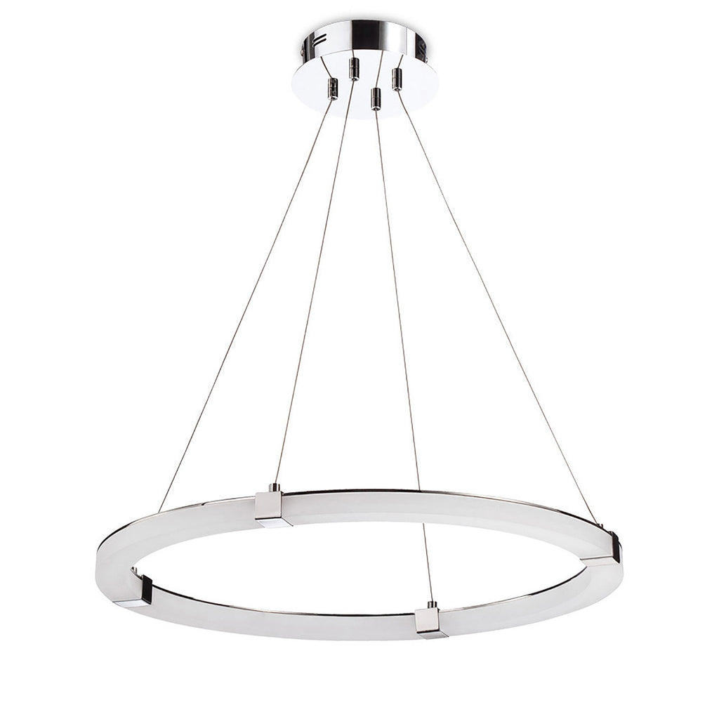 M8169/1 Taccía Pendant 28W LED Round Polished Chrome/Frosted Acrylic