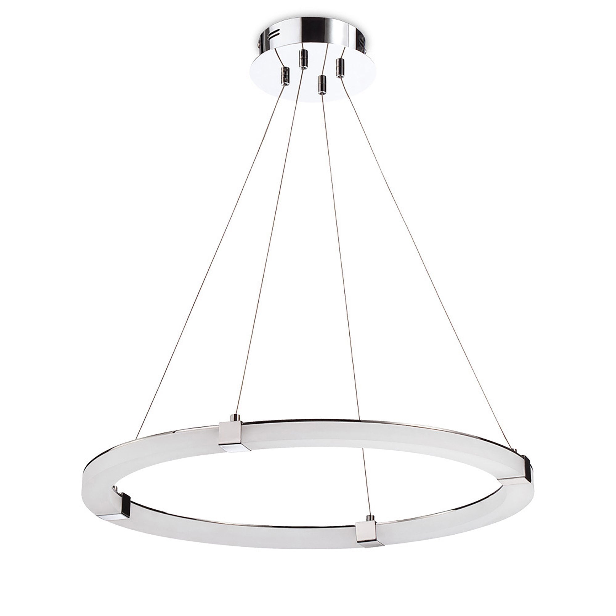 M8169/1 Taccía Pendant 28W LED Round Polished Chrome/Frosted Acrylic