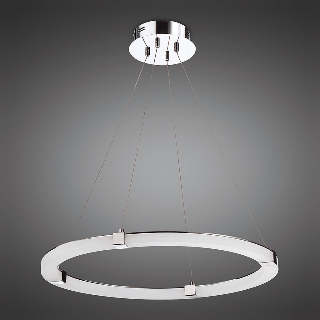 M8169/1 Taccía Pendant 28W LED Round Polished Chrome/Frosted Acrylic