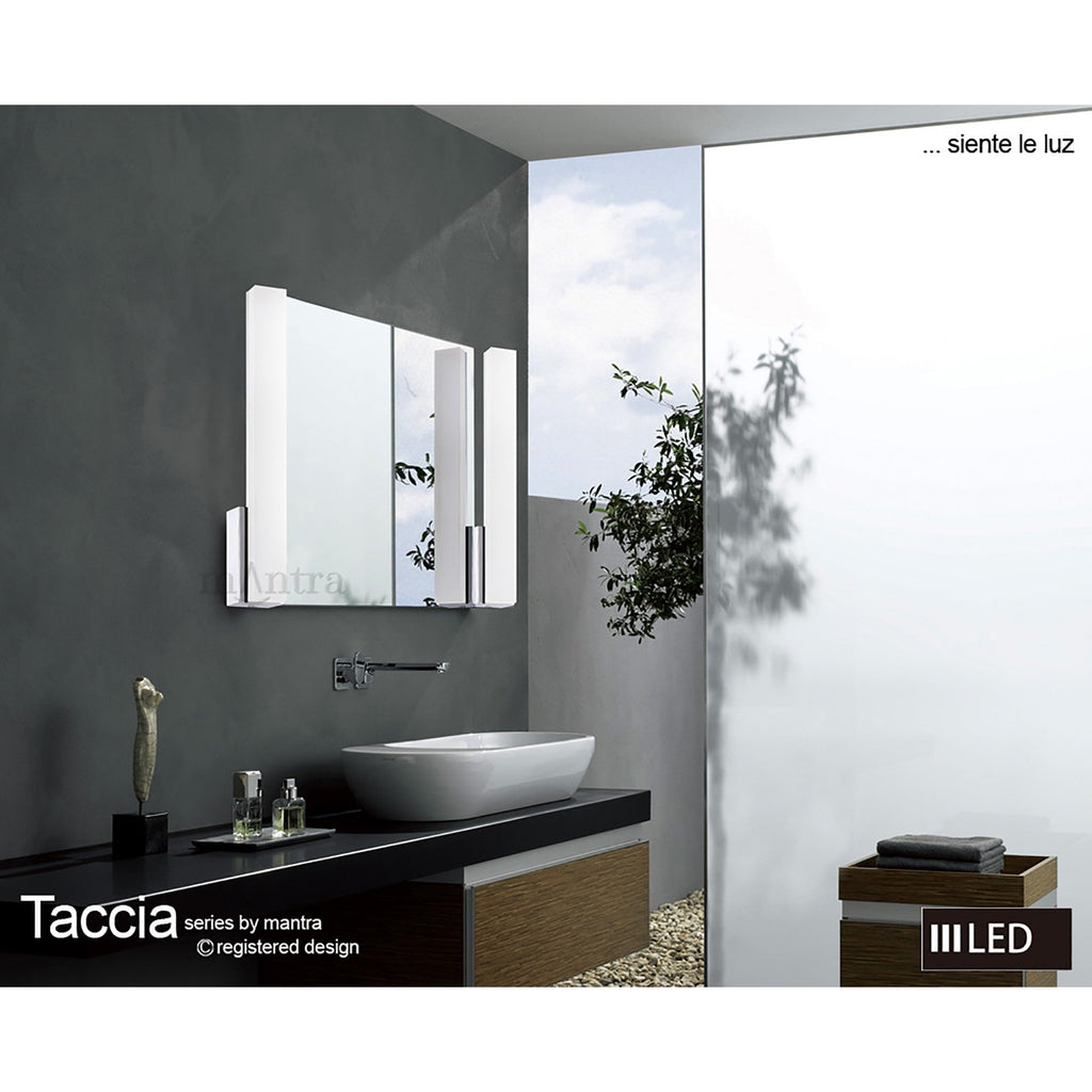 M8169/1 Taccía Pendant 28W LED Round Polished Chrome/Frosted Acrylic