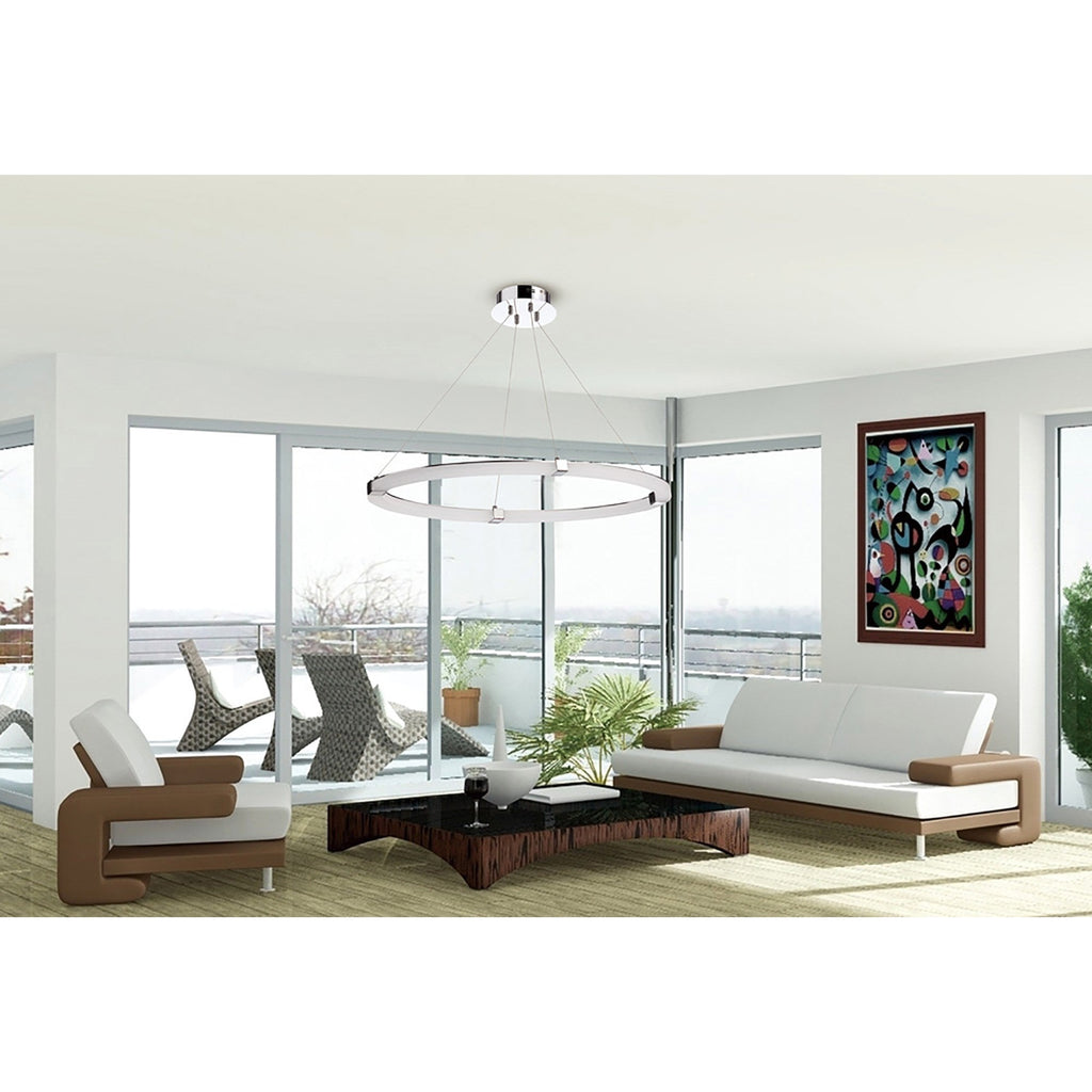 M8171/1 Taccía Pendant 28W LED Oval Polished Chrome/Frosted Acrylic