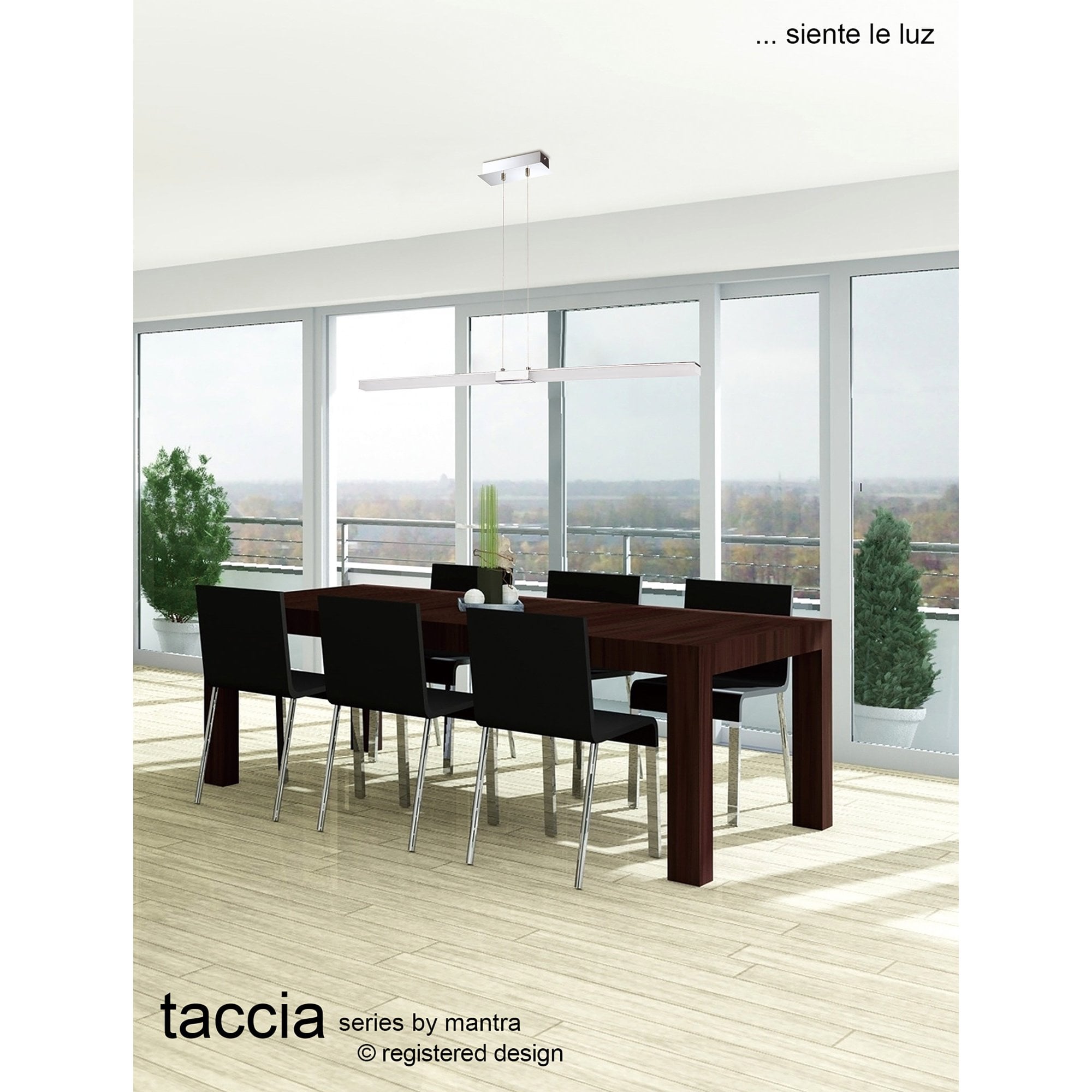 M8171/1 Taccía Pendant 28W LED Oval Polished Chrome/Frosted Acrylic
