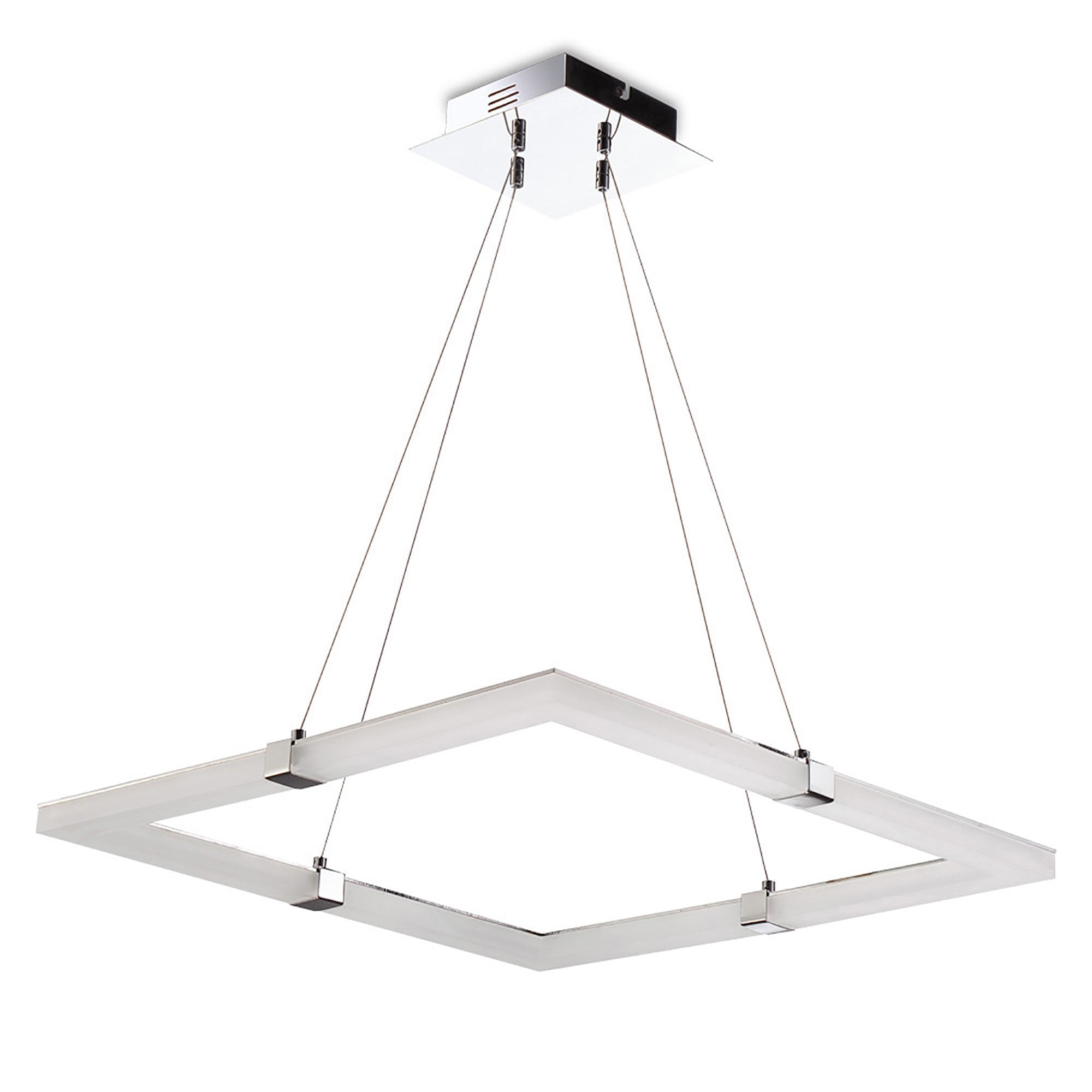 M8168/1 Taccía Pendant 28W LED Square Polished Chrome/Frosted Acrylic