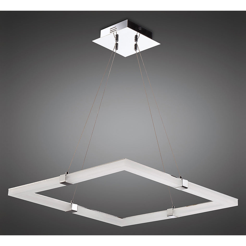 M8168/1 Taccía Pendant 28W LED Square Polished Chrome/Frosted Acrylic