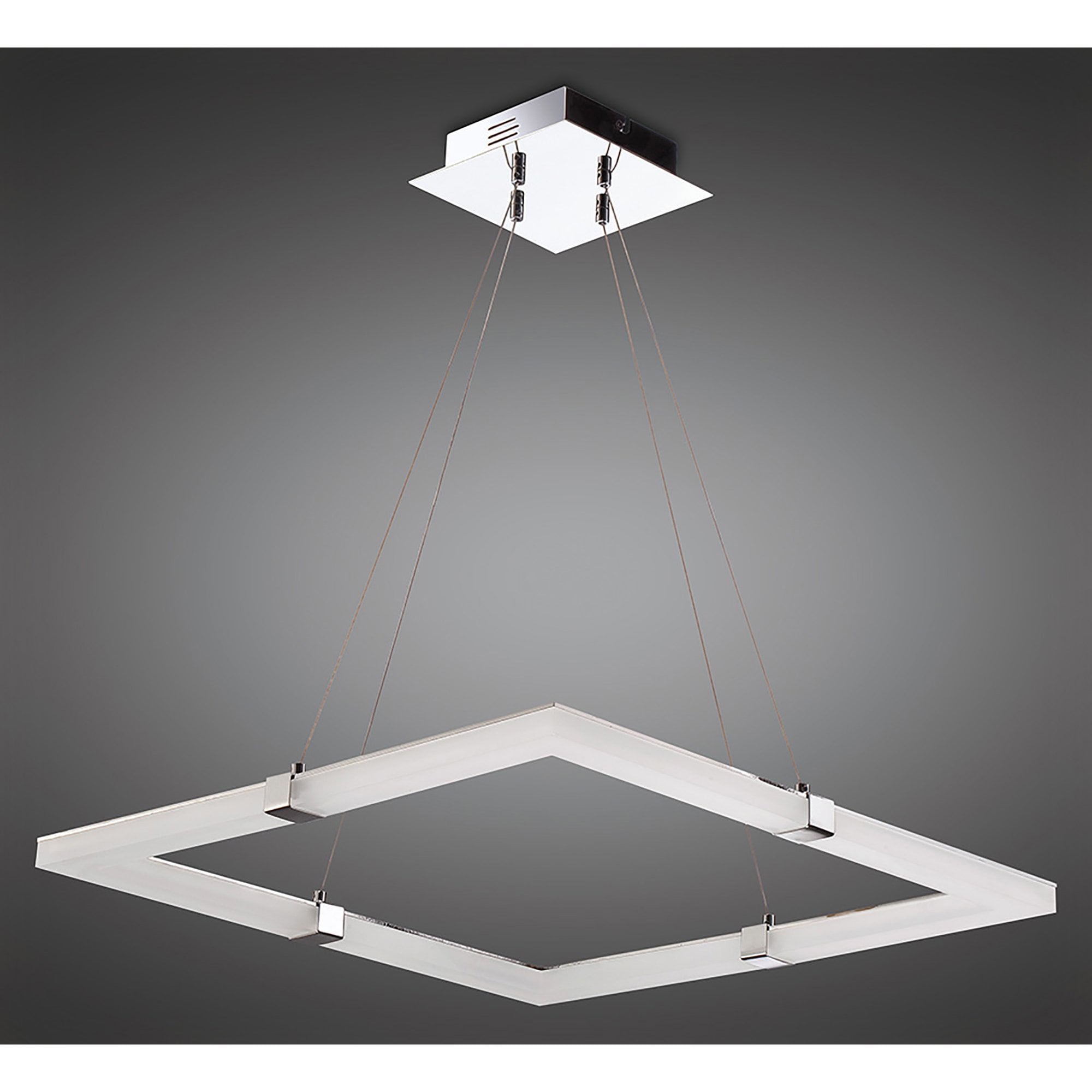 M8168/1 Taccía Pendant 28W LED Square Polished Chrome/Frosted Acrylic