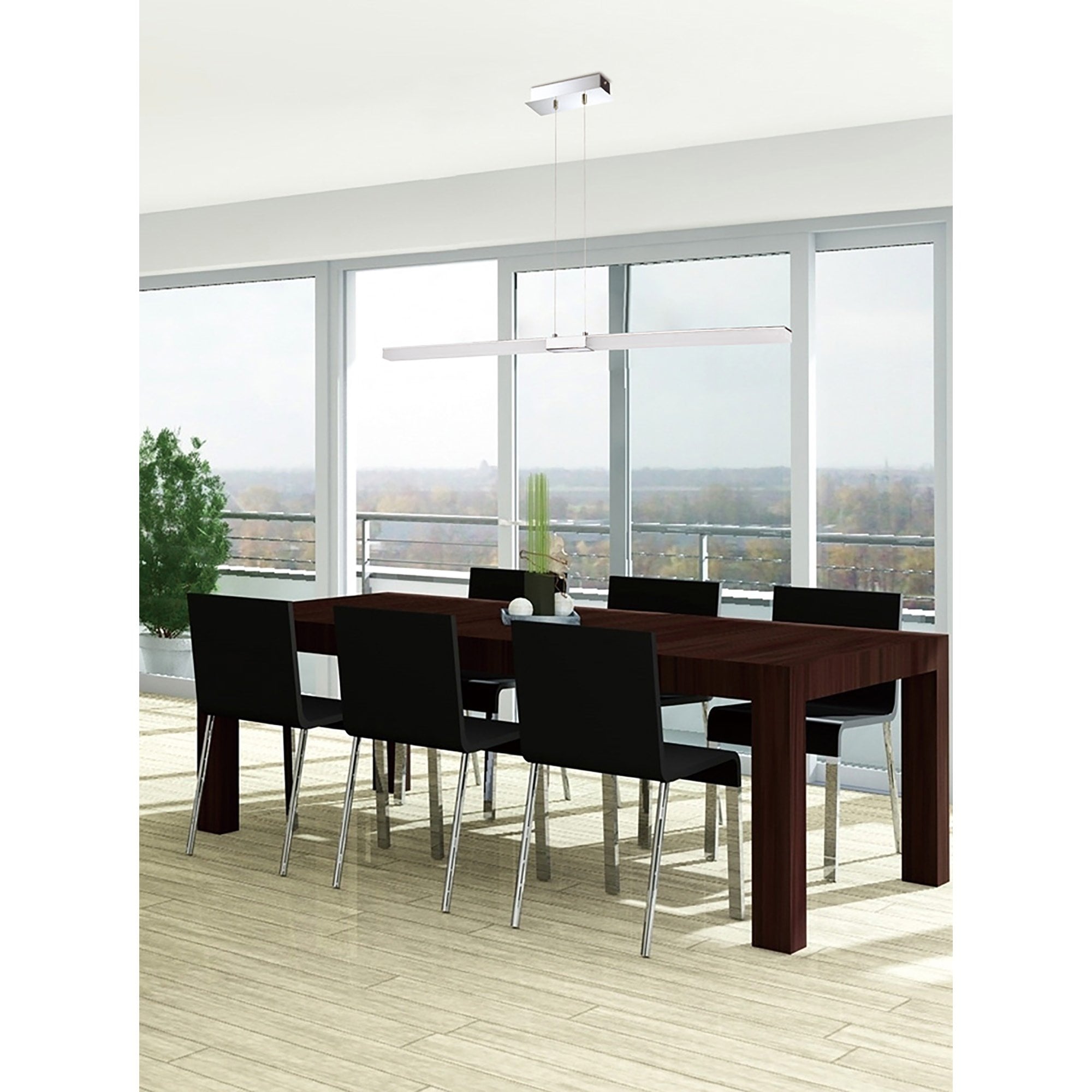 M8168/1 Taccía Pendant 28W LED Square Polished Chrome/Frosted Acrylic