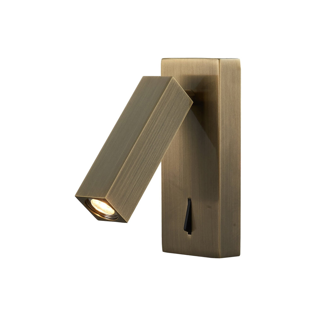 M6072 Tarifa Wall/Reading Light Adjustable 3W LED Switched Antique Brass